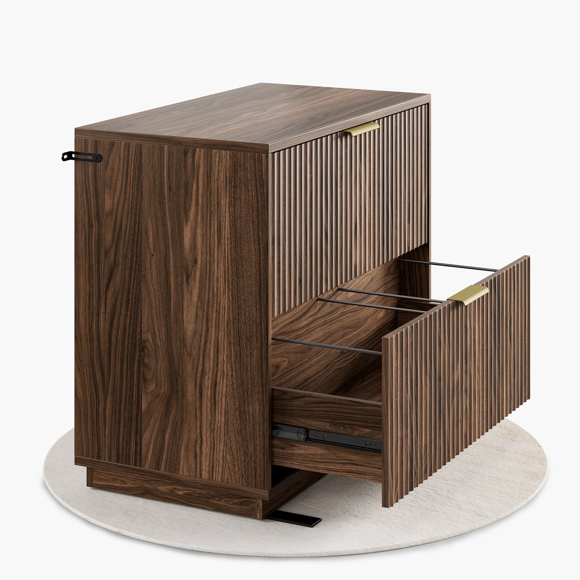 2 - Drawer Lateral Wood File Cabinet for Hanging Files, 32" - Fluted - Dark Walnut