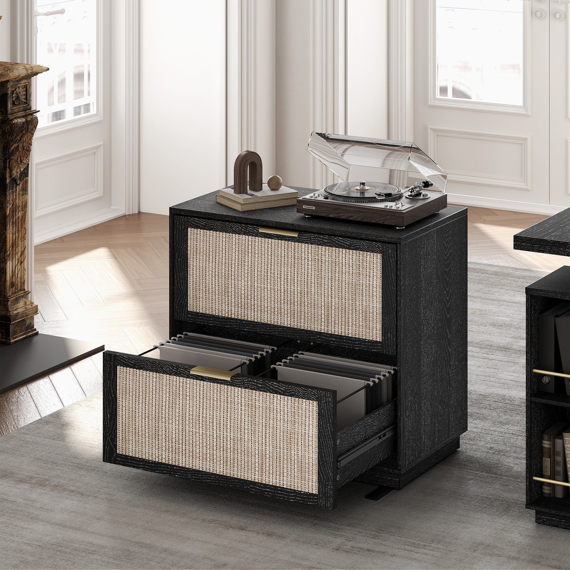 2 - Drawer Lateral Wood File Cabinet for Hanging Files, 32" - Fluted - Natural Oak