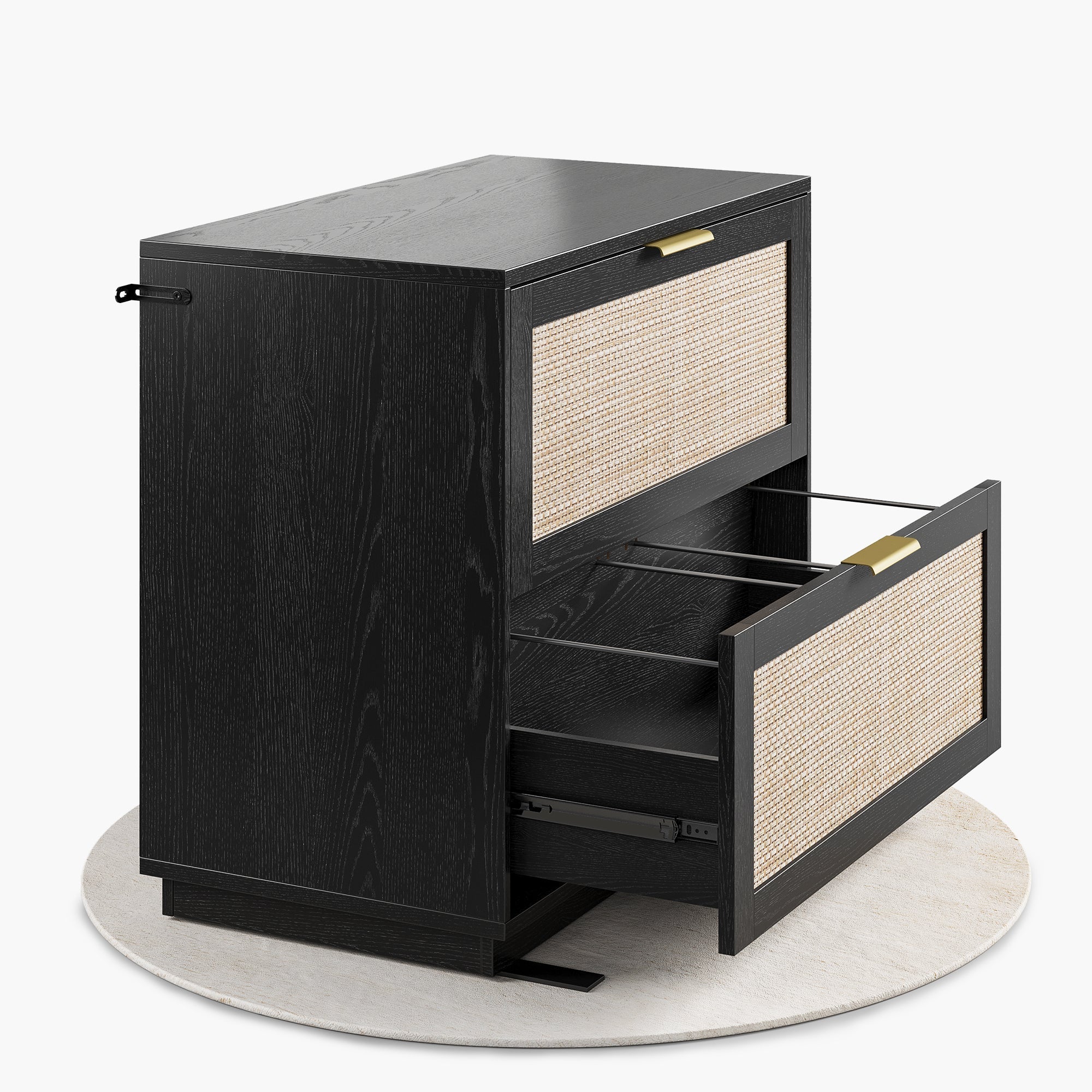 2 - Drawer Lateral Wood File Cabinet for Hanging Files, 32" - Rattan - Light Walnut