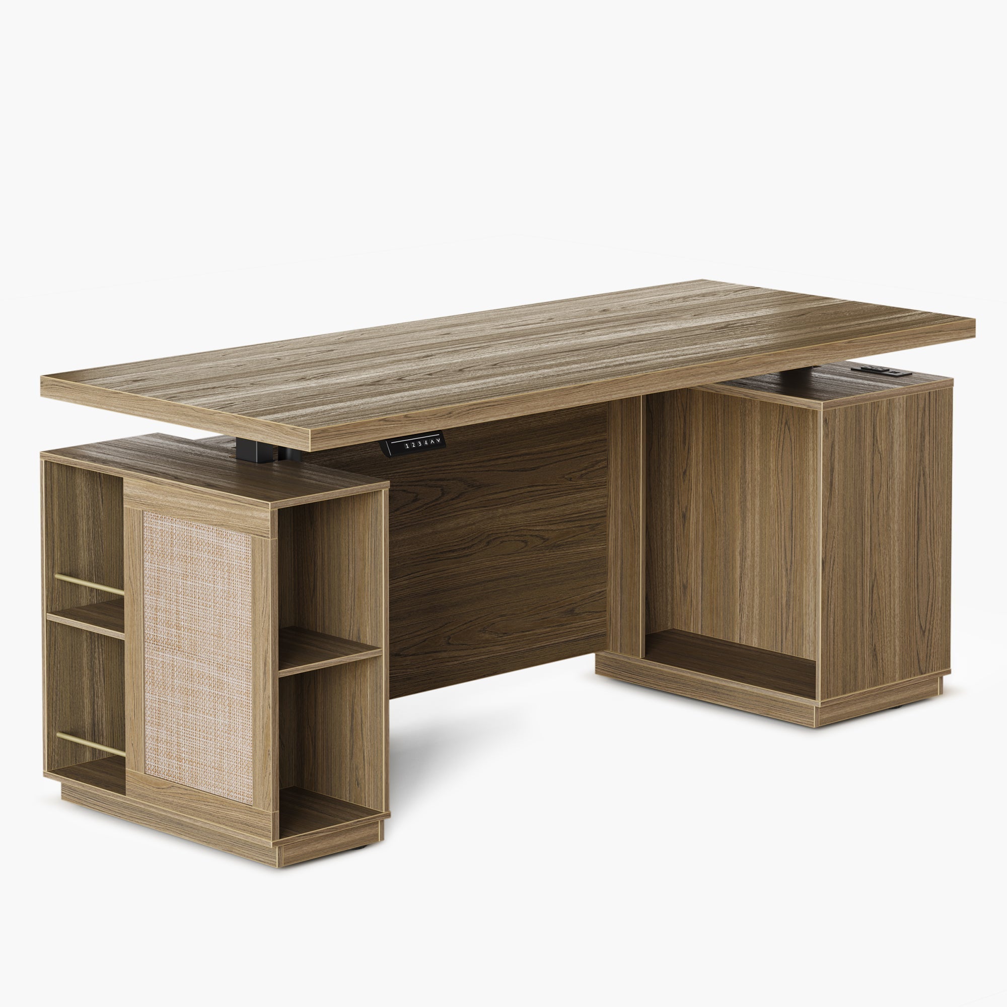 70" Premium Standing Desk - Rattan - Light Walnut