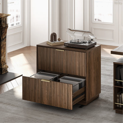 2 - Drawer Lateral Wood File Cabinet for Hanging Files, 32" - Fluted - Dark Walnut