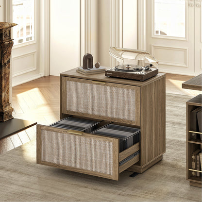 2 - Drawer Lateral Wood File Cabinet for Hanging Files, 32" - Fluted - Natural Oak