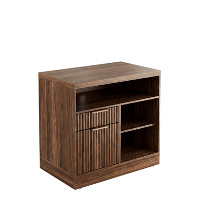 2 Drawers Wood File Cabinet with Lock - Fluted - Dark Walnut