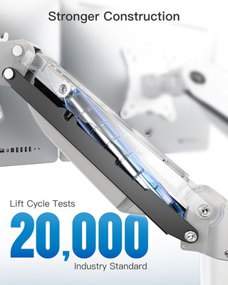 HUANUO White Dual Monitor Arm Desk Mount for 13 to 32 Inch Screens, Dual Monito Stand for Curved Flat Screens, Double Monito Arm VESA Mount 75 & 100 mm