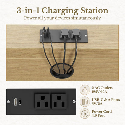 63" 2 Drawer File Cabinet with Lock & Wood Lateral File Cabinet - Fluted - Dark Walnut
