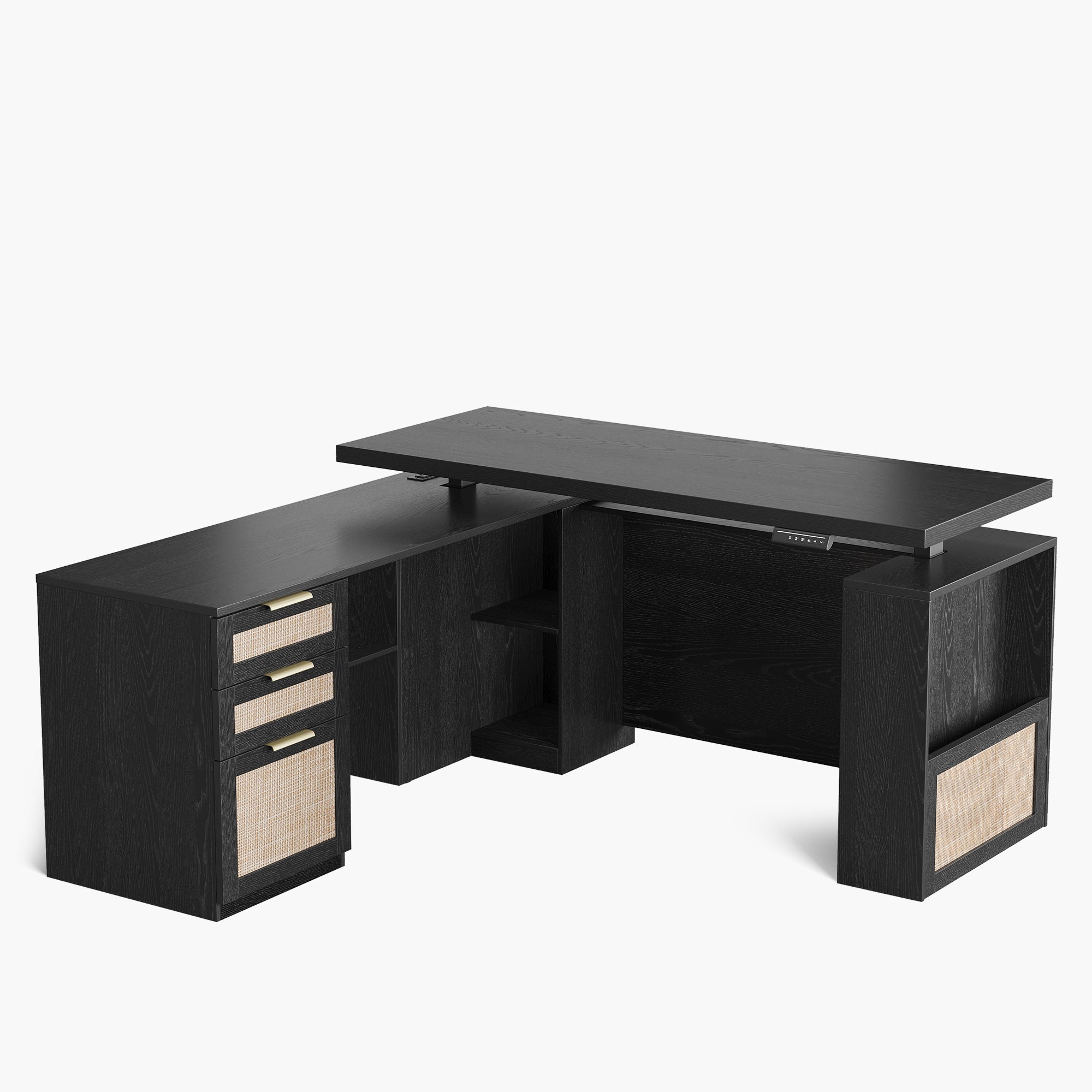 63" Premium Executive Standing Desk - Fluted - Natural Oak