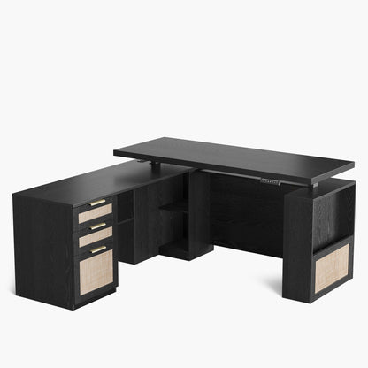 63" Premium Executive Standing Desk - Fluted - Natural Oak