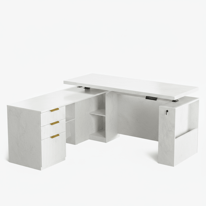 63" Premium Executive Standing Desk - Fluted - Natural Oak