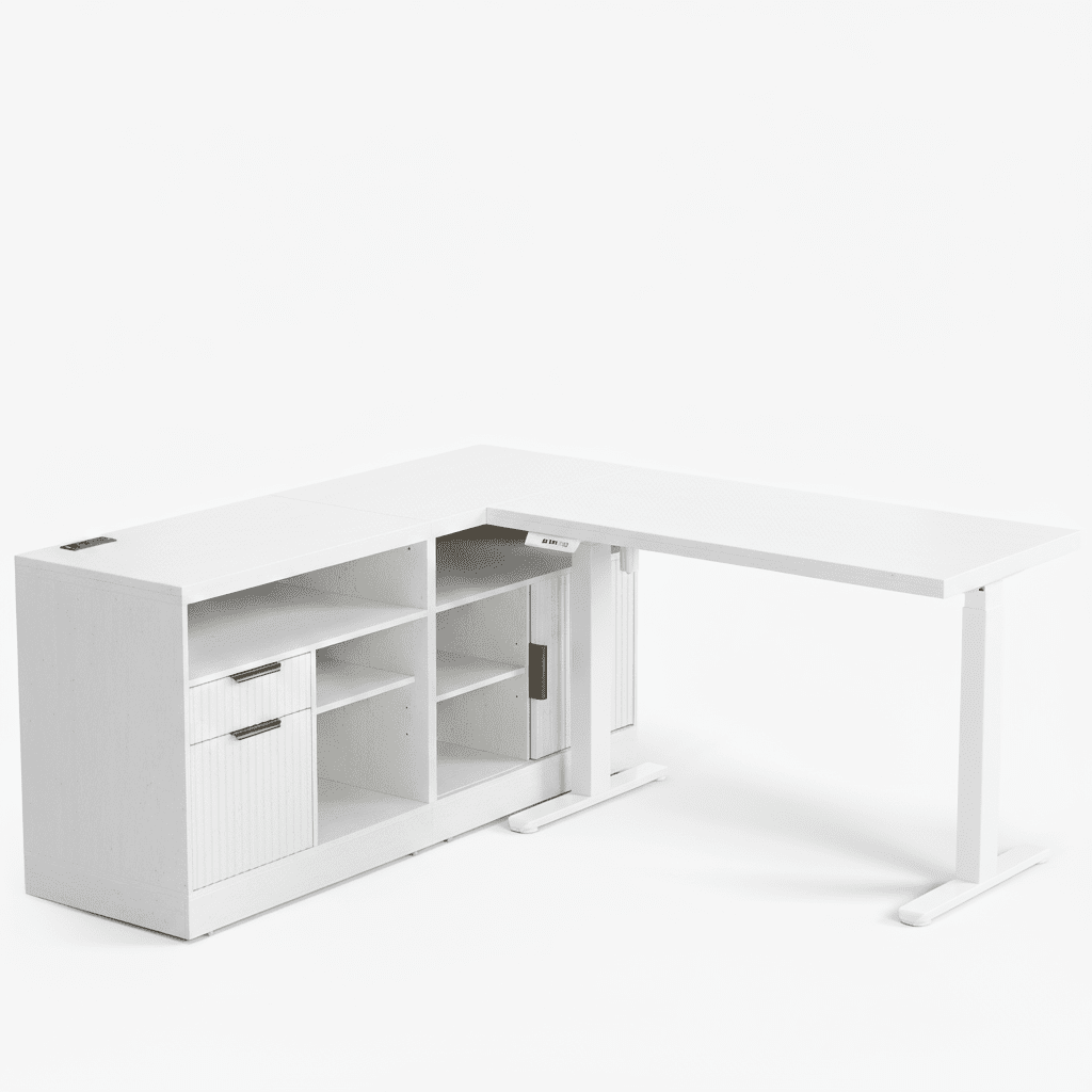 67" Premium Executive Standing Desk - Fluted - Natural Oak