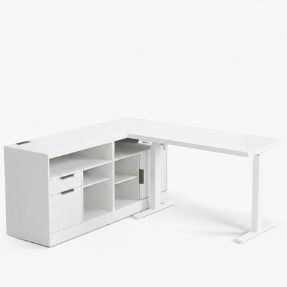 67" Premium Executive Standing Desk - Fluted - Natural Oak