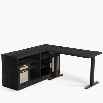 67" Premium Executive Standing Desk - Fluted - Natural Oak