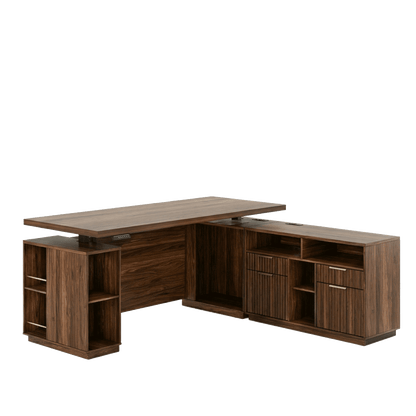 70" Premium Executive Standing Desk - Fluted - Dark Walnut