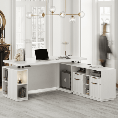 70" Premium Executive Standing Desk - Fluted - Natural Oak