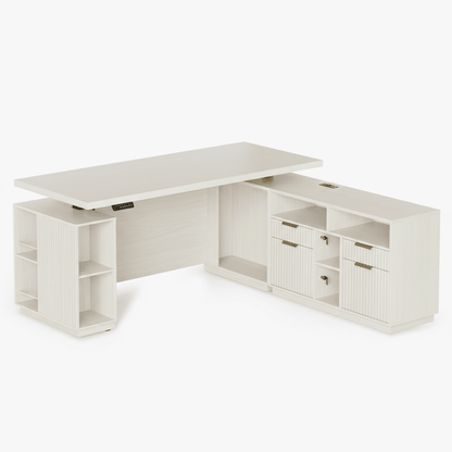 70" Premium Executive Standing Desk - Fluted - Natural Oak