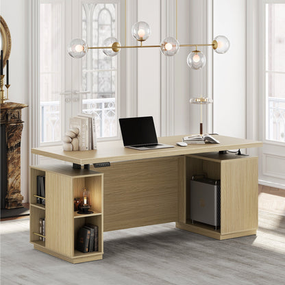 70" Premium Standing Desk - Rattan - Light Walnut