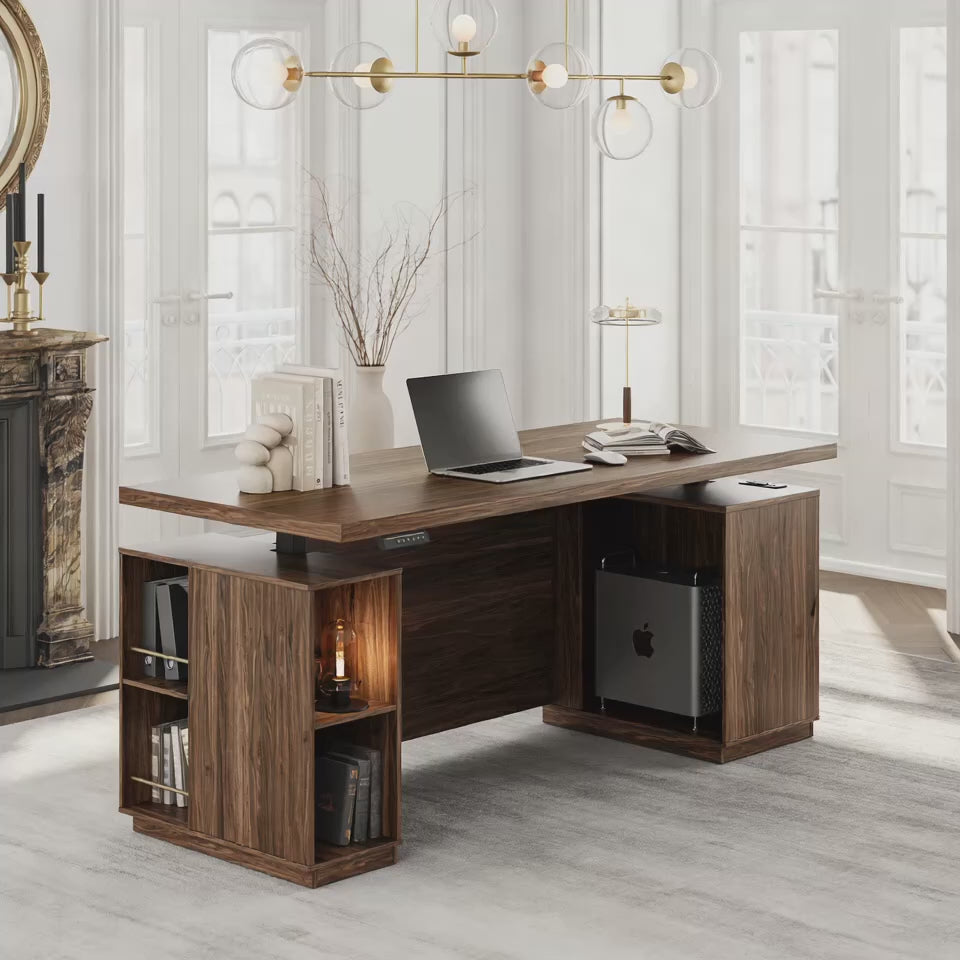 Load video: 70" Premium Ochre Standing Desk