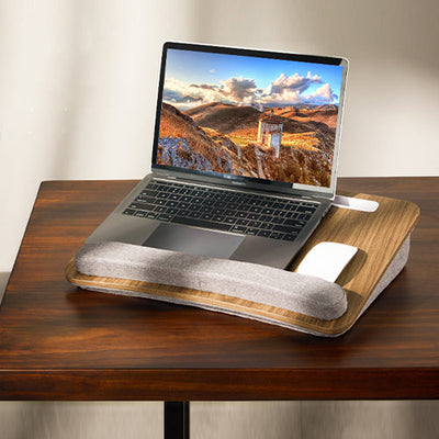 Lap Desk With Support Cushion  (Dark Brown Woodgrain)